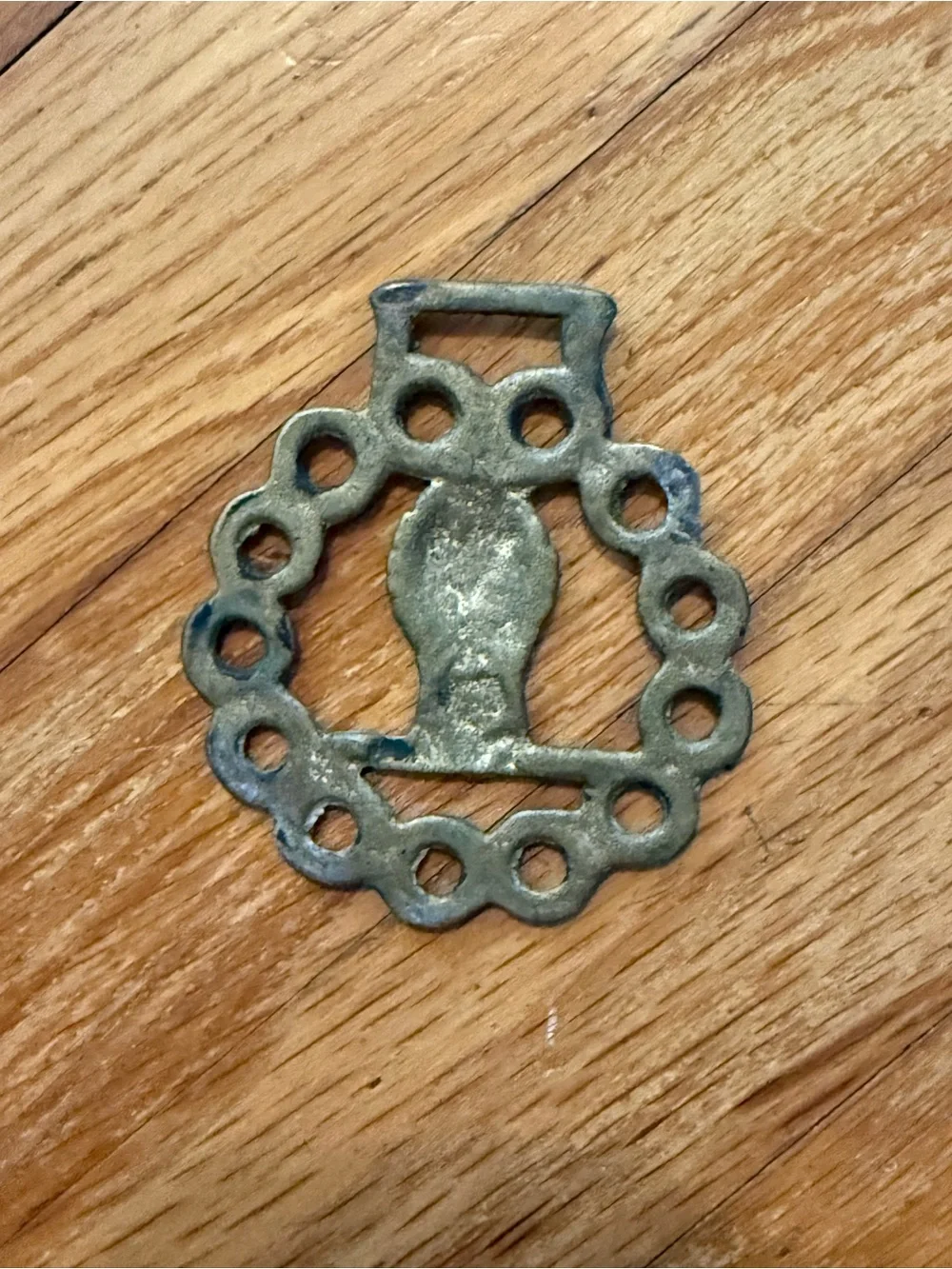 Vintage Horse Brass Wheat Sheath Medallion